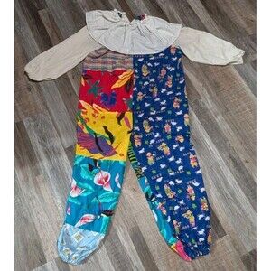 Handmade 1980's Vintage Patchwork Clown Costume Jumpsuit Size Large? No Tag
